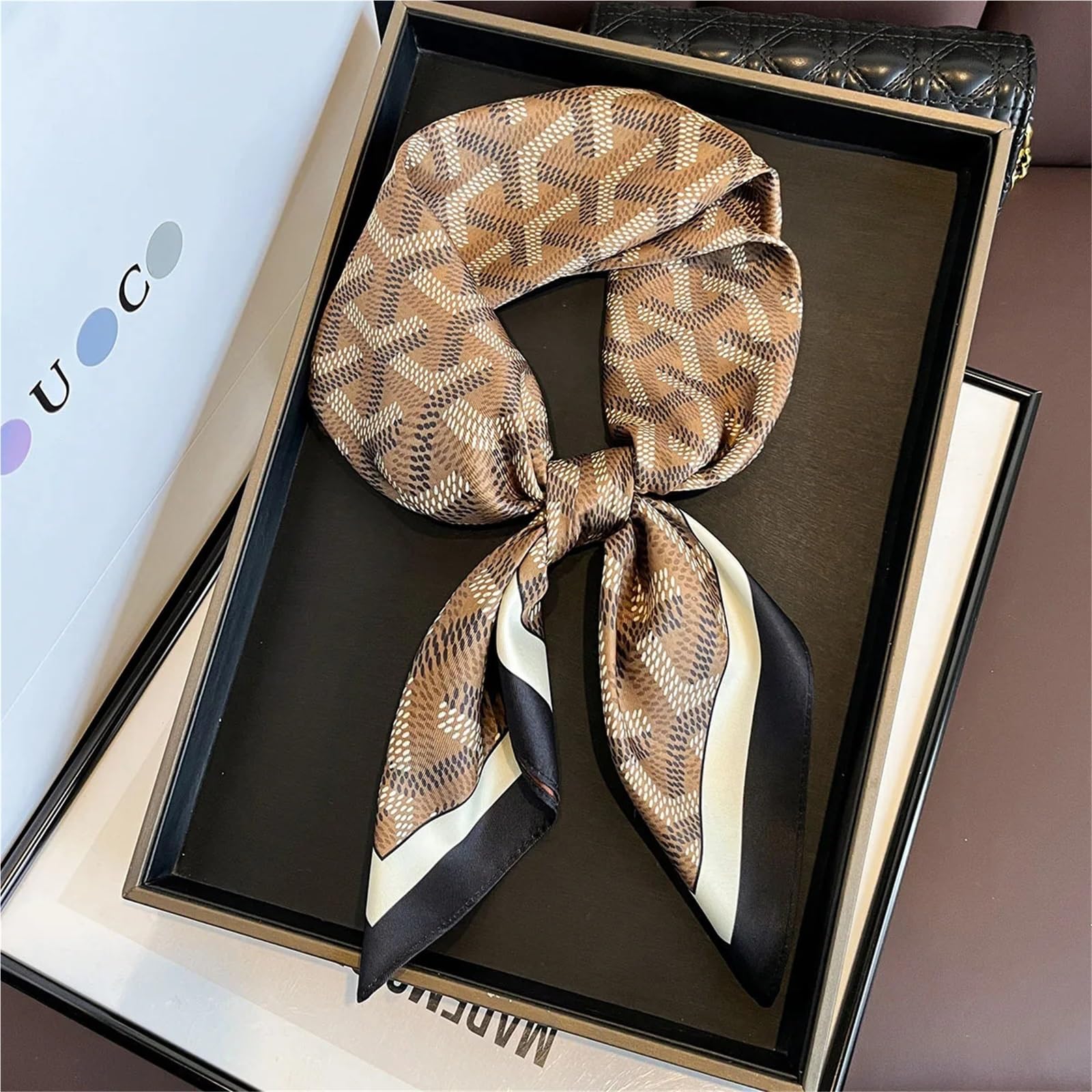 Bufanda de Seda for Mujer, Bufanda Cuadrada de imitación de Seda, pañuelo con Estampado de Doble Cara for Mujer, pañuelo for el Cuello, Viaje
