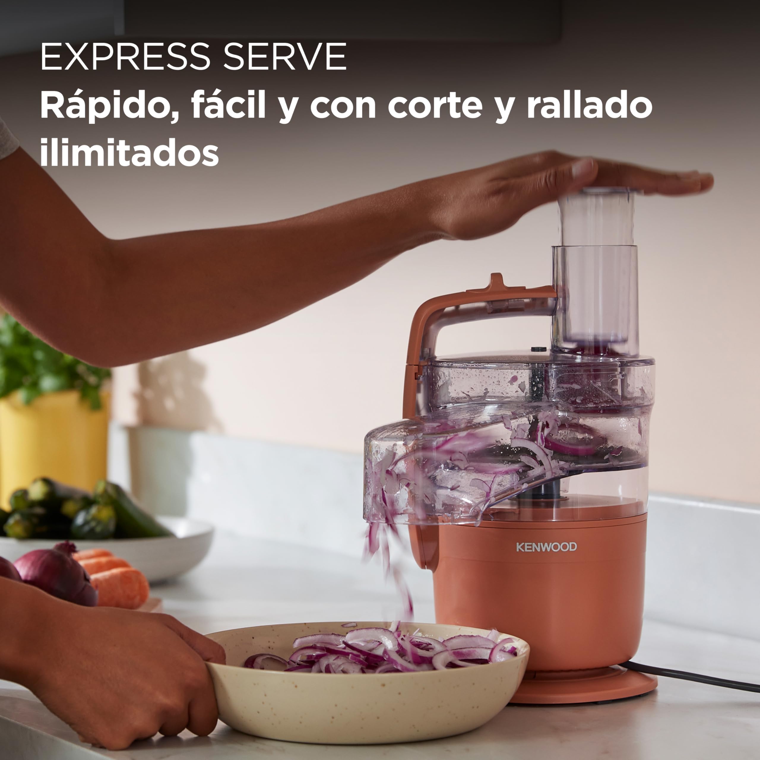 Kenwood MultiPro Compact – Procesador de Alimentos con Express Serve, Cuchilla de Acero Inoxidable, Discos para Cortar y Rallar, Función Pulse, Rojo Arcilla (FDP23.140RD)