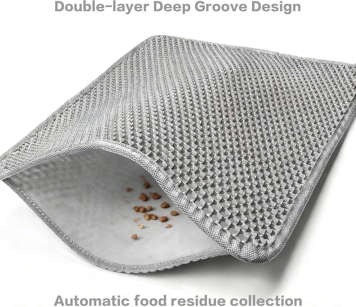WAKALALA XXL Double Layer Pet Feeding Mat for Large Dogs & Multiple Cats - 47.3" x 27.6" Waterproof Cat Litter Mat, Non-Slip Honeycomb Litter Trapper, BPA-Free Floor Protector for Food & Water Bowls
