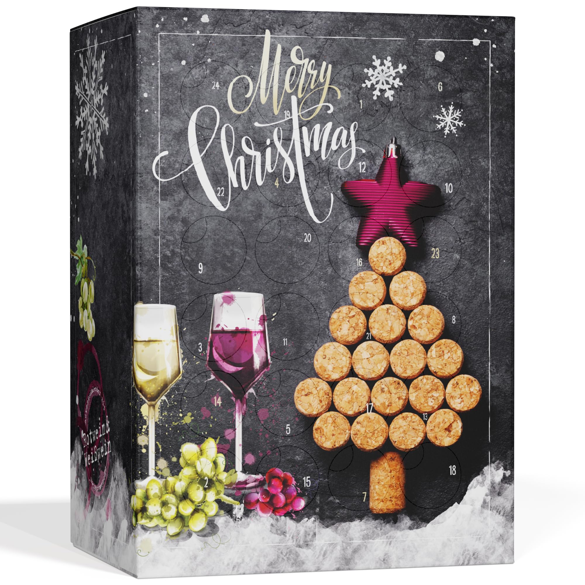 BOXILAND® Calendario de Adviento de Vinos 2025 [SELECCIÓN DE VINOS DE ALTA GAMA] – Calendario de Adviento de Alcohol Original – Calendario Navideño con 24 Variedades de Vino: Blanco, Tinto & Rosado