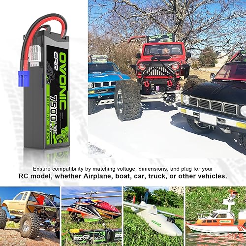 Miniatura 5 de OVONIC 3S LiPo Batería 7500mAh 11.1V 130C RC Batería con EC5 Conector