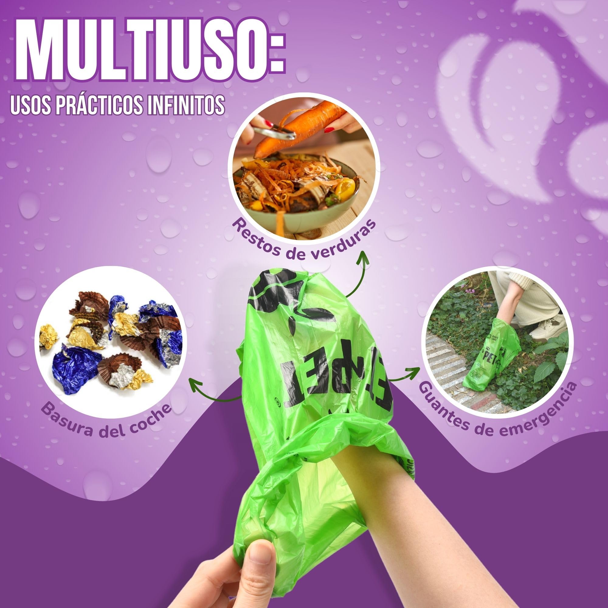 PET N PET Bolsas Caca Perro, 1080 Unidades (60 Rollos), Bolsas Perro Caca Extra Resistentes, 41% Biobased USDA Certified, Bolsas para Excrementos de Perros, Dog Poop Bags, Lavendelduft