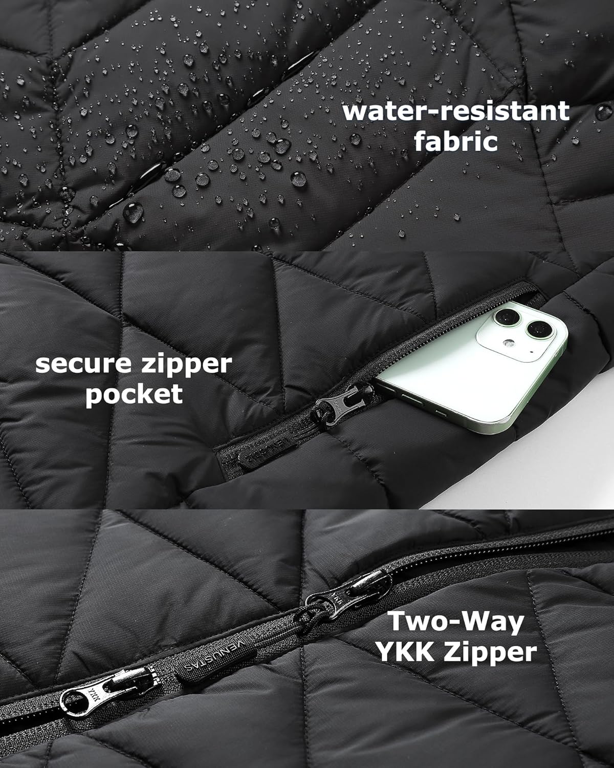 Venustas Women's Quilted Heated Jacket With Battery, Lightweight Heated Coat with Hood For Winter Outdoor - Image 4