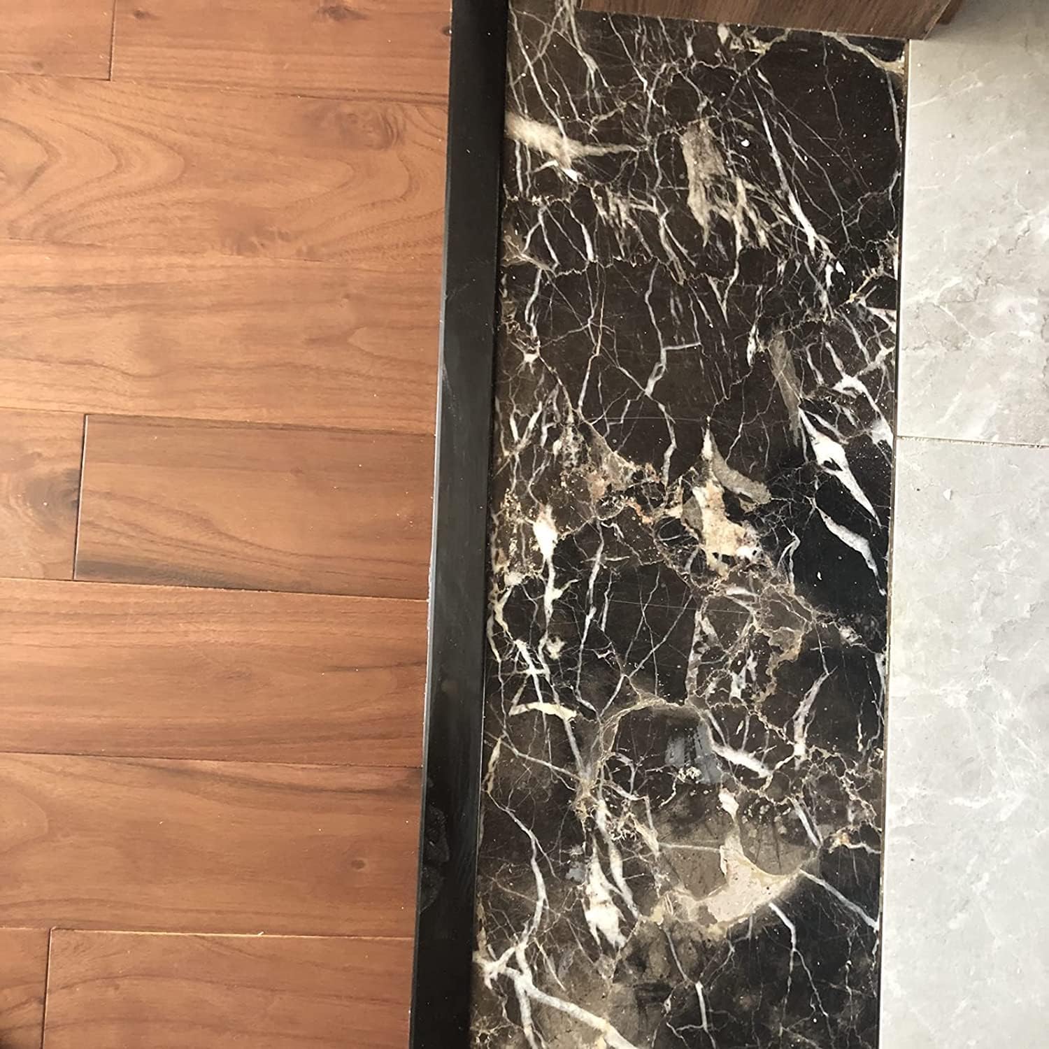 Doorway Uneven Floor Transition Strip, T Molding Floor Transition Strip, Wood to Tile Door Edge Trim Black, 2.2cm Wide Doorways Thresholds Self Adhesive, Home Office School Shop ( Size : Length 65cm/2