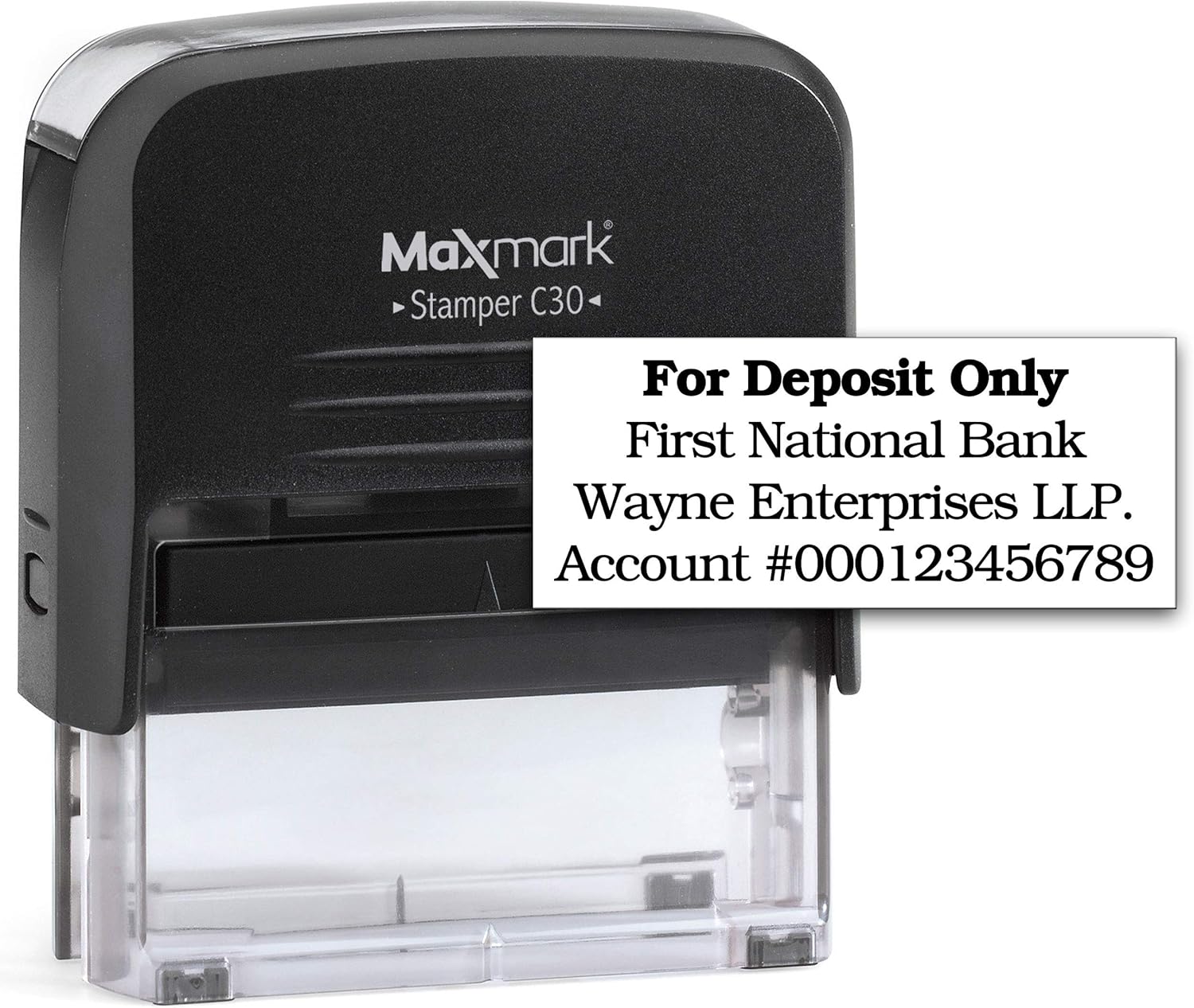 Bank Deposit Stamp Four Line Self Inking Stamp for Check Endorsement 3/4" x 17