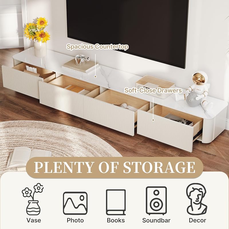 94.5" Fully Assembled Fluted TV Console, Modern Media Console for 75"+ TVs image 3