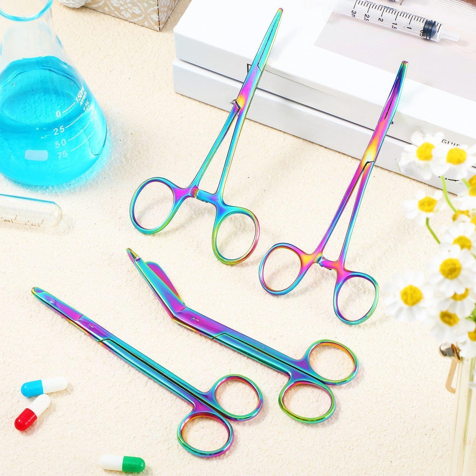 BBTO 4 Pcs Hemostat Forceps Curved Straight, Piercing Pliers,Colorful — Amazon image 6