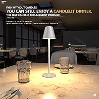 Vista 9 de Paquete de 2 lámparas de mesa inalámbricas, lámpara de escritorio recargable de 5000 mAh, luz nocturna LED regulable de 3 niveles para dormitorio