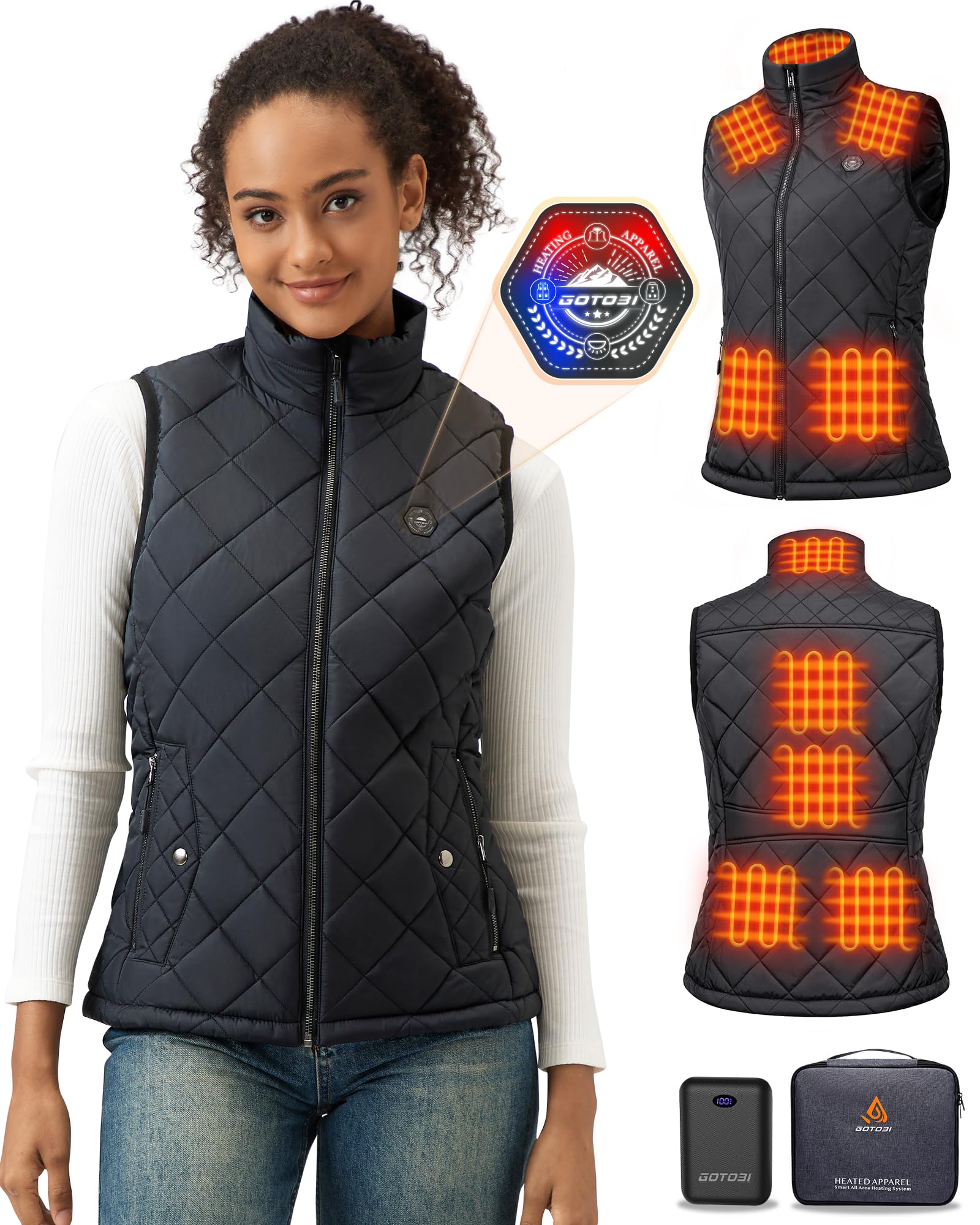 GOTOBI Women's Heated Vest with 16000mAh 7.4V Battery, Ergonomics Heating System, Smart Temp Control, Heated Vest for Women