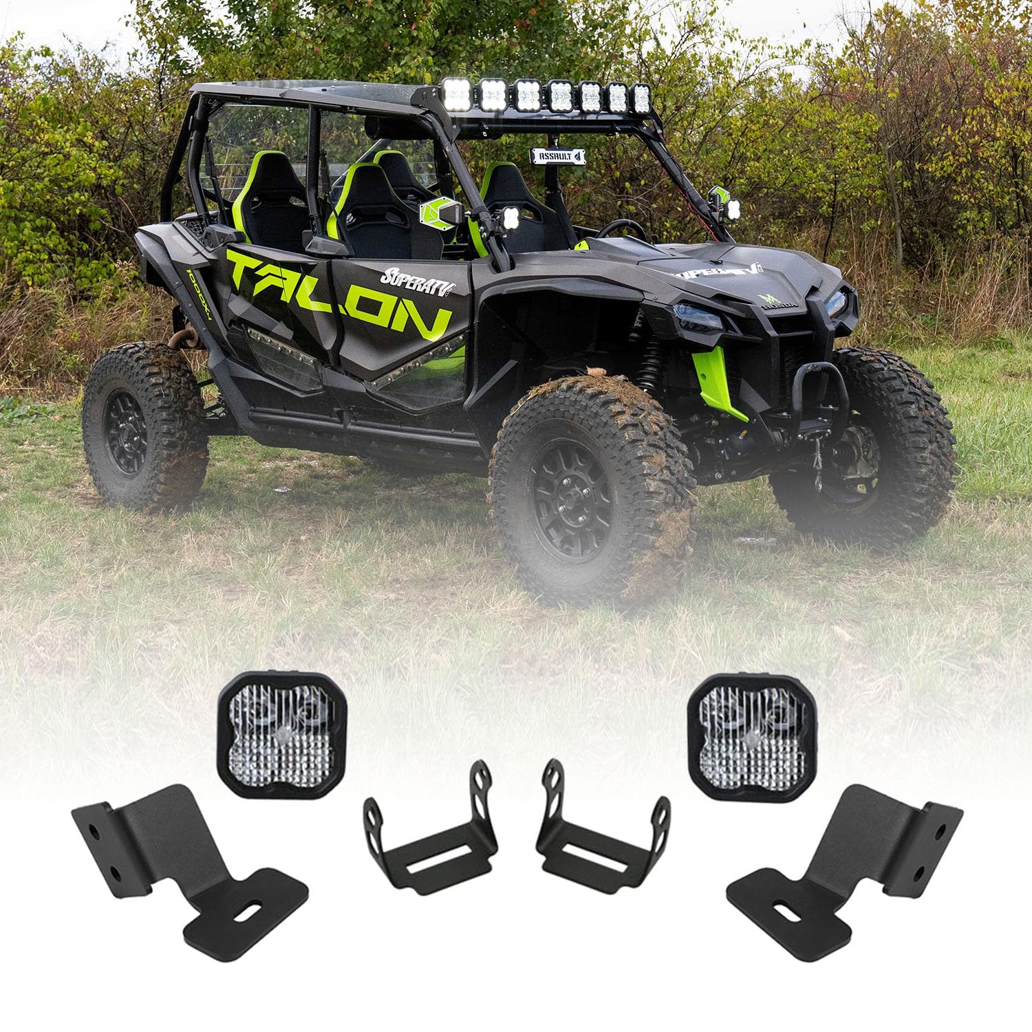 Diode Dynamics Stage Series A-Pillar Pod Kit compatible with Honda Talon 2019-2024, SS3 Pro (36 watts) White Combo