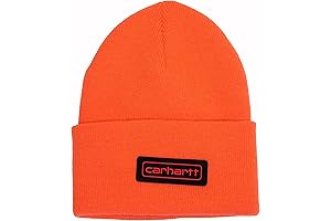 Men's Knit Logo Patch Orange Beanie keeps you warm and stylish in the bestselling color