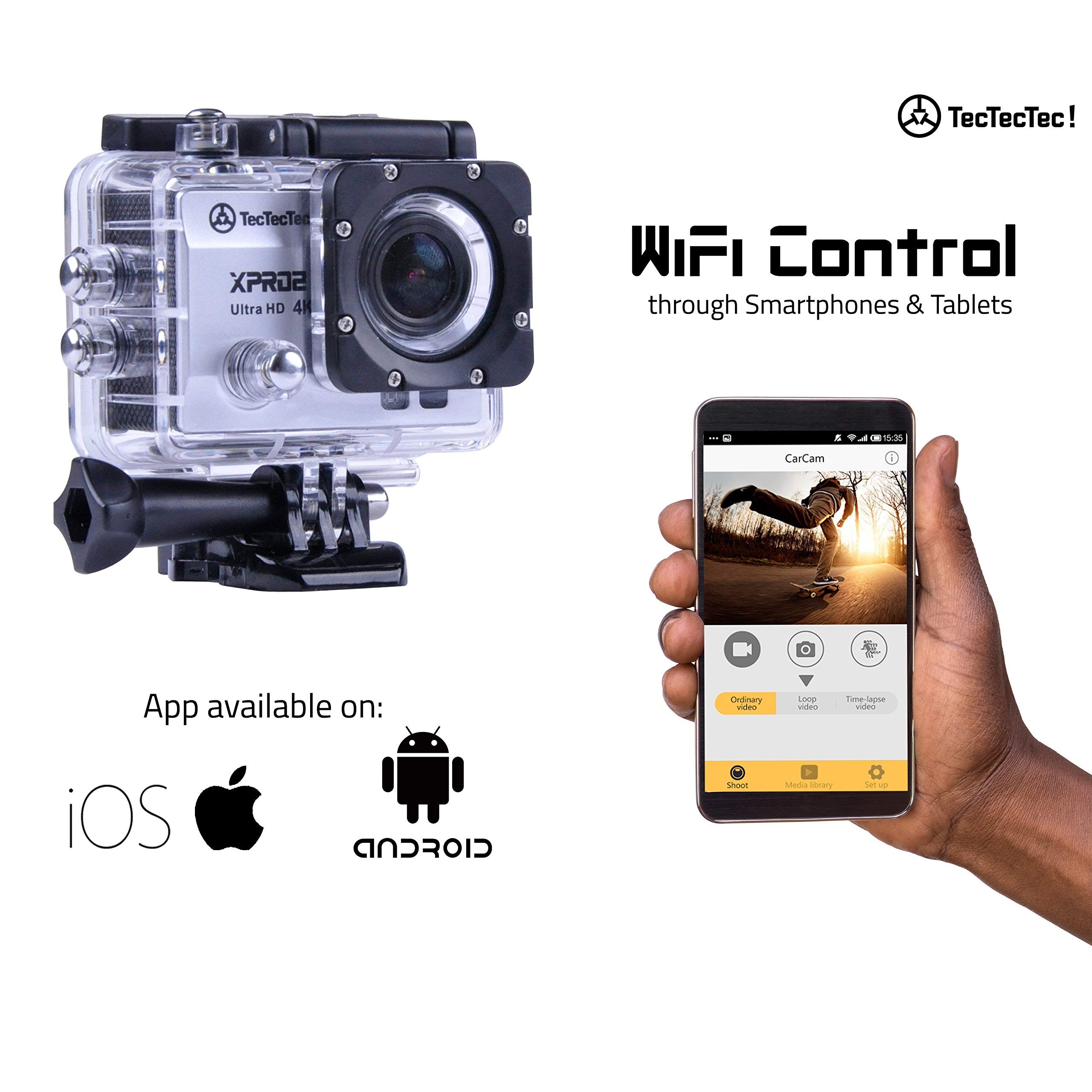 [Nouveau] TecTecTec XPRO2 Caméra Sport 4K Ultra HD WiFi - Camera étanche 16 MP - Bleue