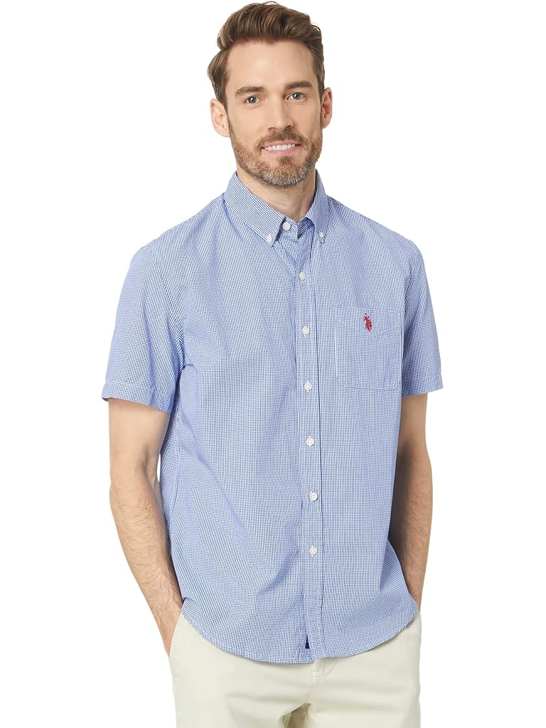 U.S. POLO ASSN. Short Sleeve CVC Yarn-Dye Poplin Woven Shirt