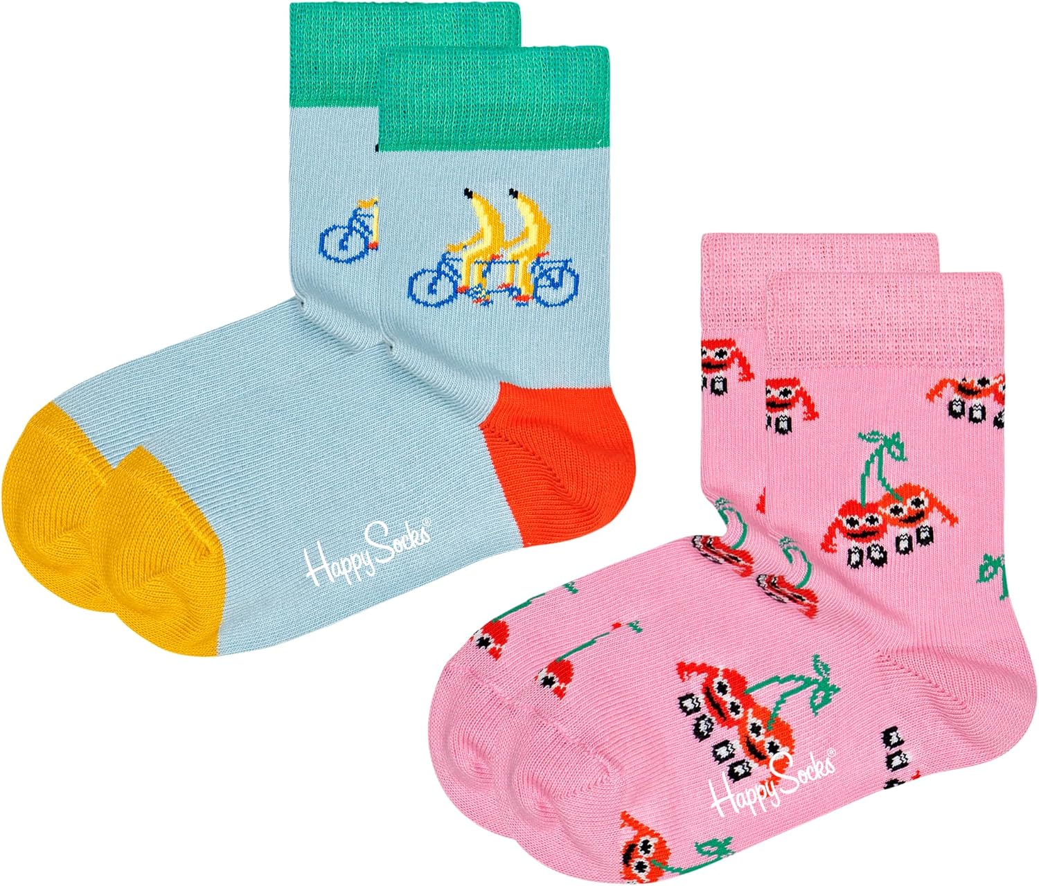 Happy Socks 2-Pack Kids Fruit Mates Socks, Light Blue