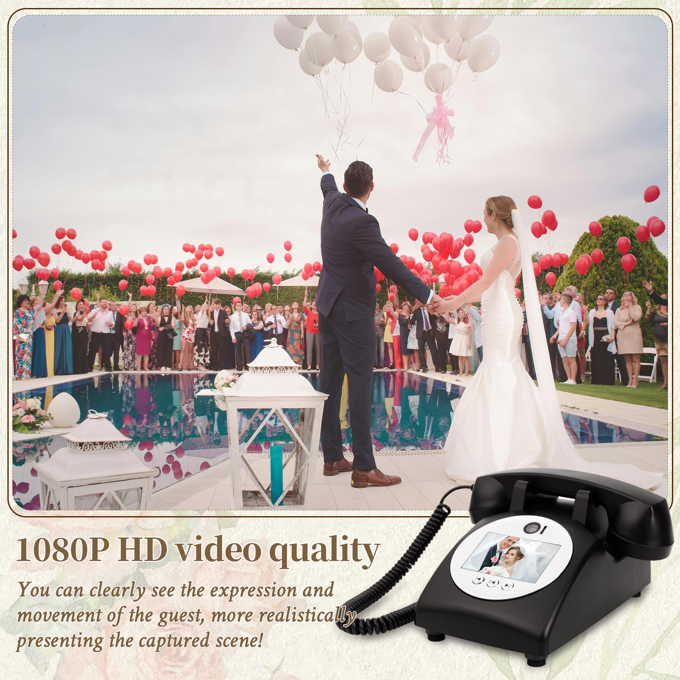 Audio Gästebuch Hochzeit Telefon (Art Deco, Schwarz)