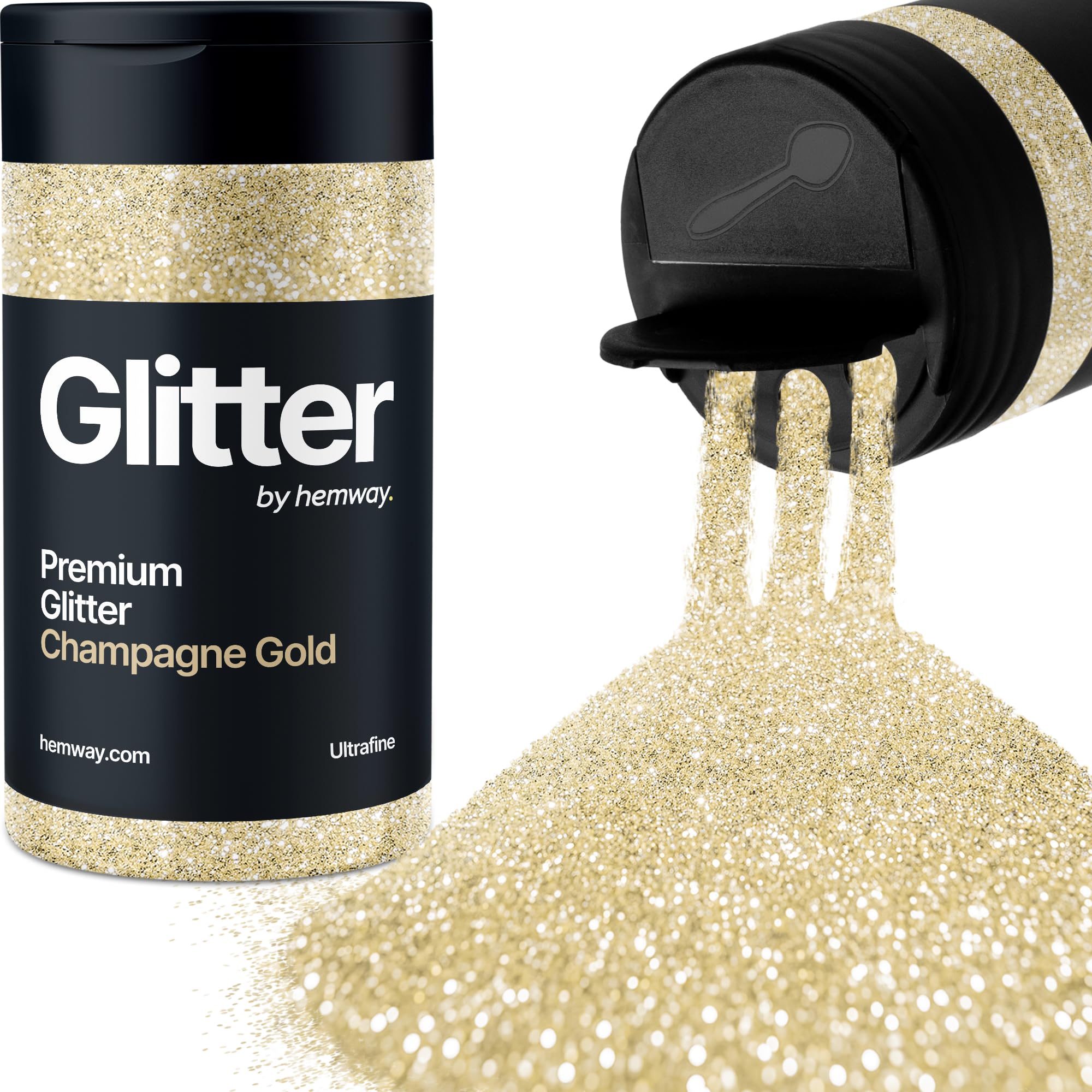 Champagne Gold Glitter Shaker, 130g Ultrafine Glitter, Crafts 1/128" Metallic Flake Champagne Gold Sequins, Resin & Epoxy Crafts, Decorating, Halloween, Christmas Nail, Face, Hemway