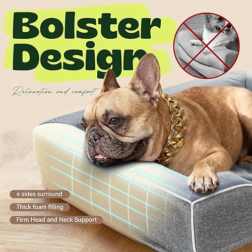 Miniatura 3 de Camas de espuma viscoelástica para perros de tamaño mediano con cojines extraíbles y funda lavable, camas ortopédicas para mascotas con espuma de
