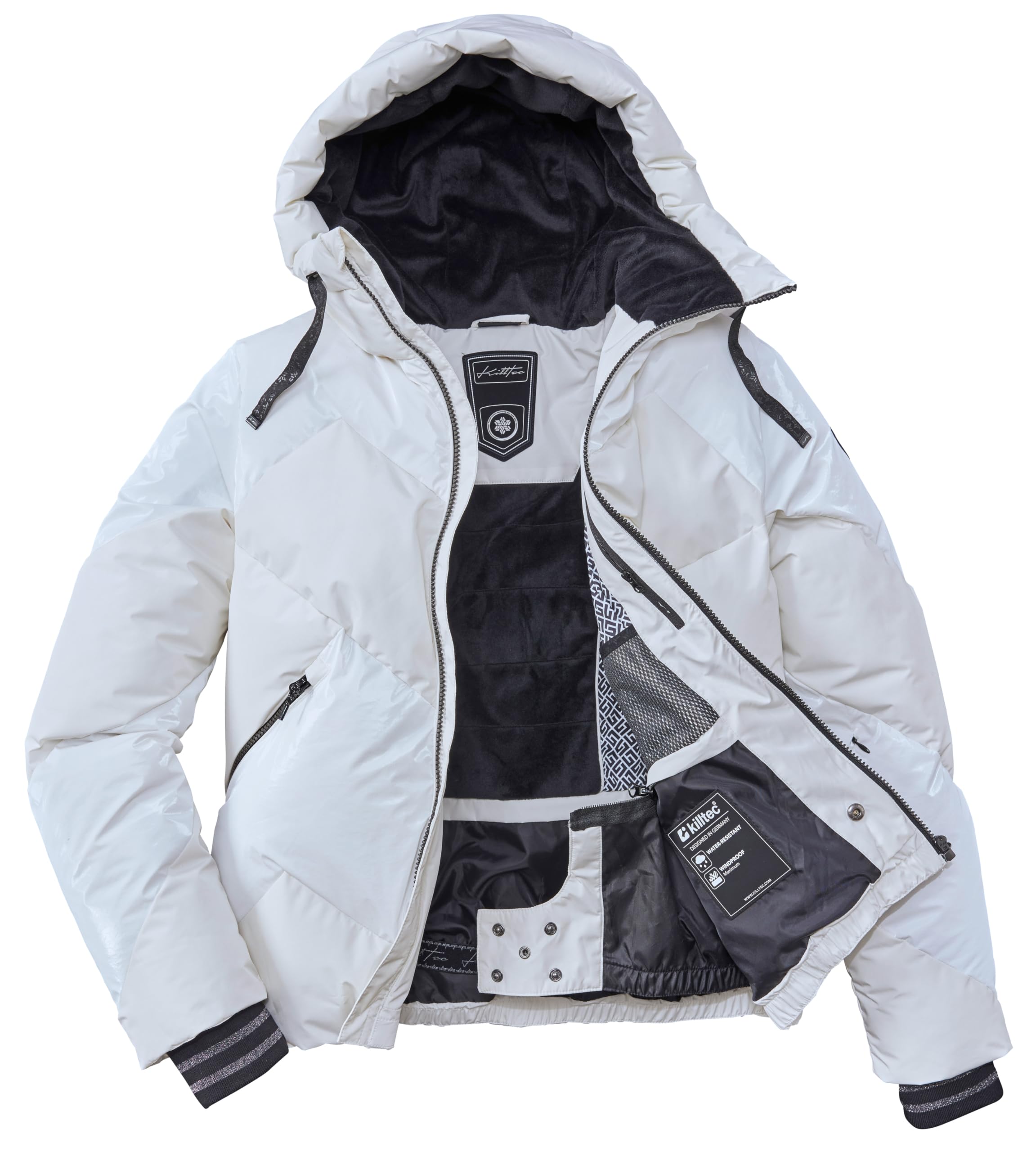 Killtec Damen Ksw 113 Wmn Ski Qltd Jckt Steppjacke/Skijacke/Funktionsjacke in Daunenoptik mit Kapuze und abzippbarem Schneefang