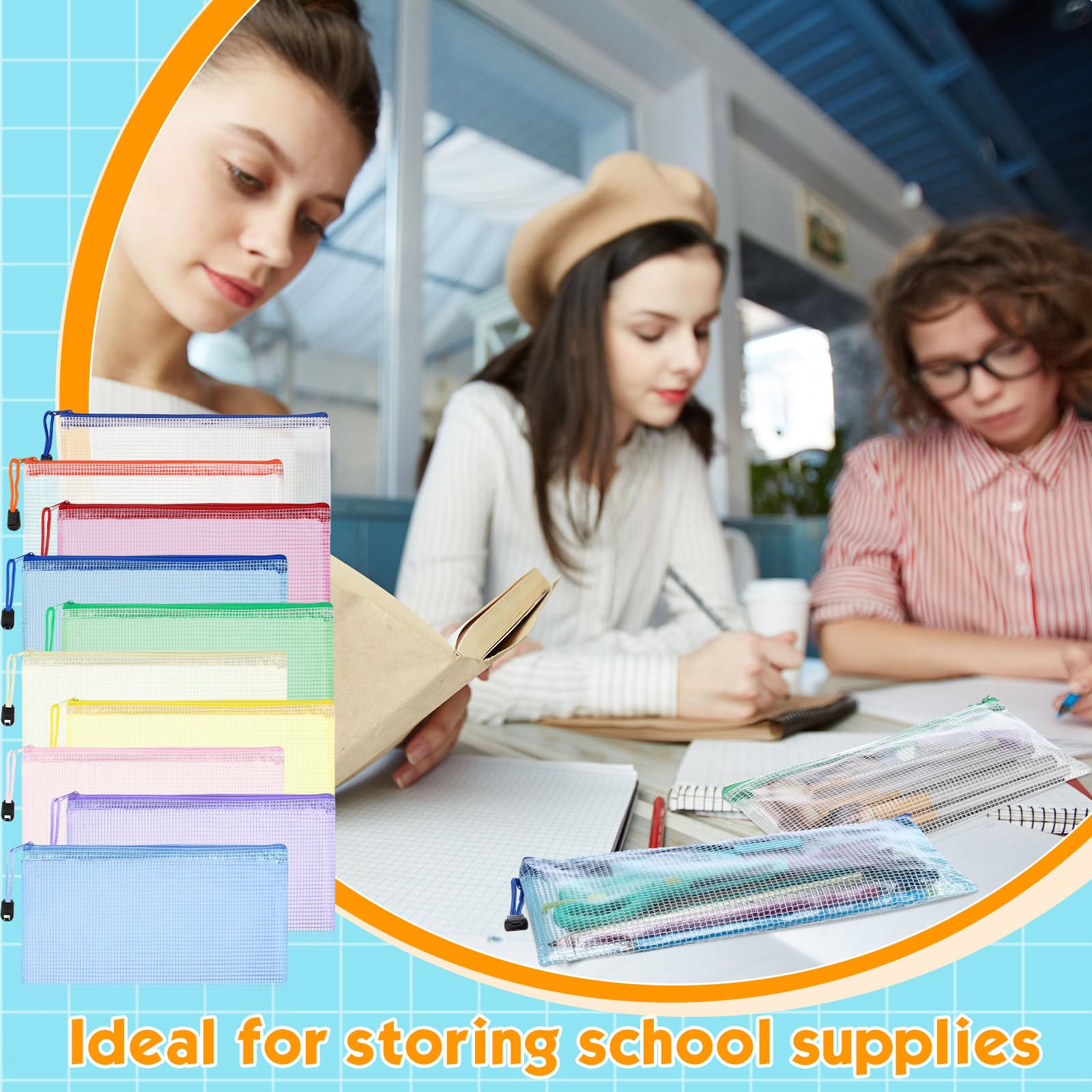 Zhehao 300 sacchetti A6 in rete con cerniera, multiuso, con cerniera, con cerniera, impermeabili, piccoli sacchetti di plastica per scuola, ufficio, organizzazione 24 x 11,5 cm (multicolore)