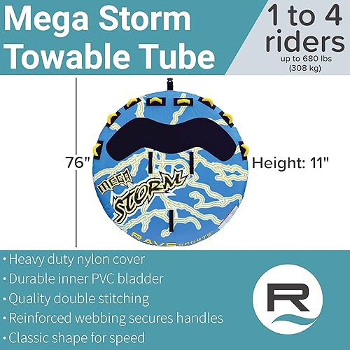 Miniatura 14 de RAVE Sports Storm Boat Tubo remolcable – Tubo inflable para 1-2
