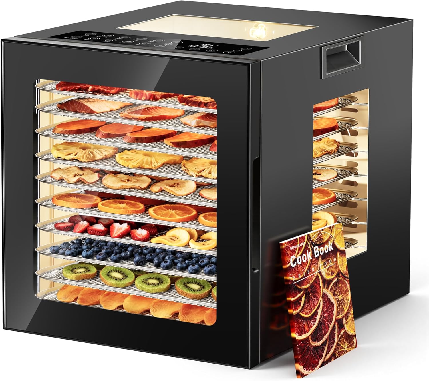 Manastin Food Dehydrator Machine, With Large 10 Stainless Steel Trays, 850W Dryer for Meat Jerky, Fruit Vegetable, 95-167℉ Temperature Control, 48H Timer,10 Presets, Overheating Protection