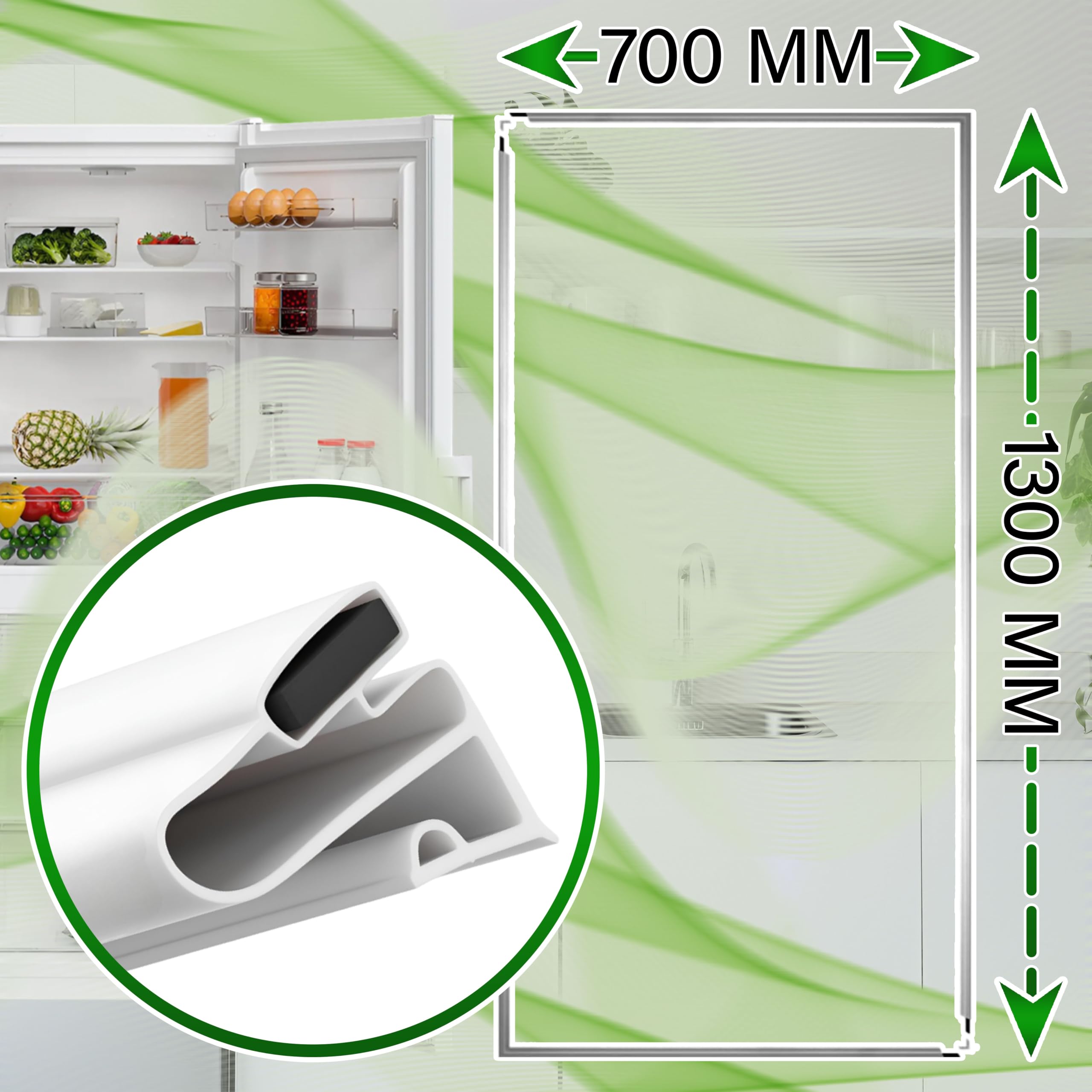 Kit Universale Guarnizione Frigorifero con Сongelatore 1300x700 mm - Garanzia di 5 Anni - MADE IN ITALY - ONIX TECH