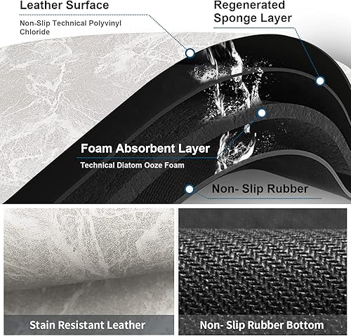 Miniatura 4 de HERA BEAUTY Tapete de baño súper absorbente, de secado rápido, de goma antideslizante, fácil de limpiar, lavable a máquina, tapetes delgados para