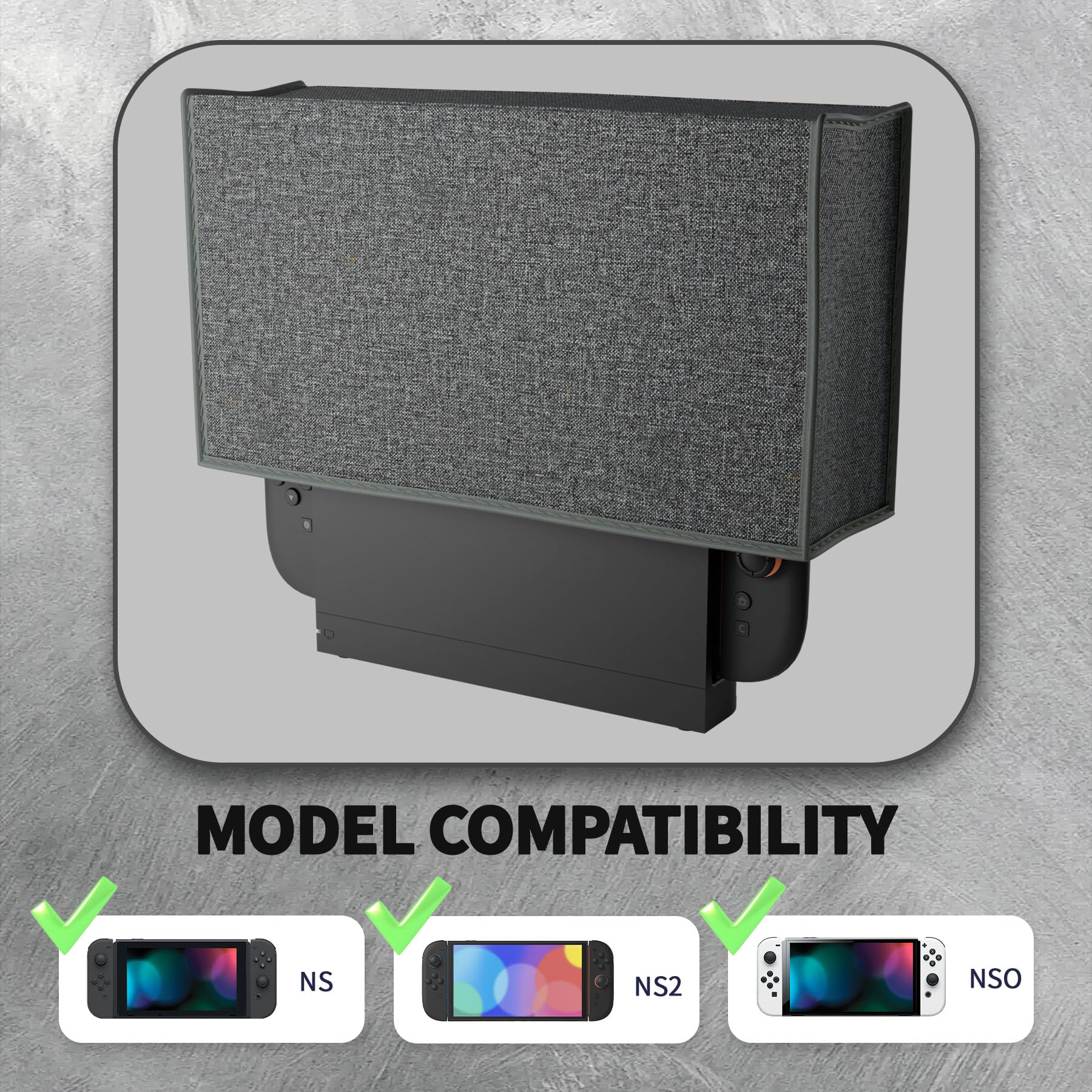 PlayVital Housse Anti-Poussière pour Nintendo Switch 2 Console Cache Protection Accessoires,Cover Anti-Rayures Étanche pour Nintendo Switch 2 Chargeur Dock-Gris - 3