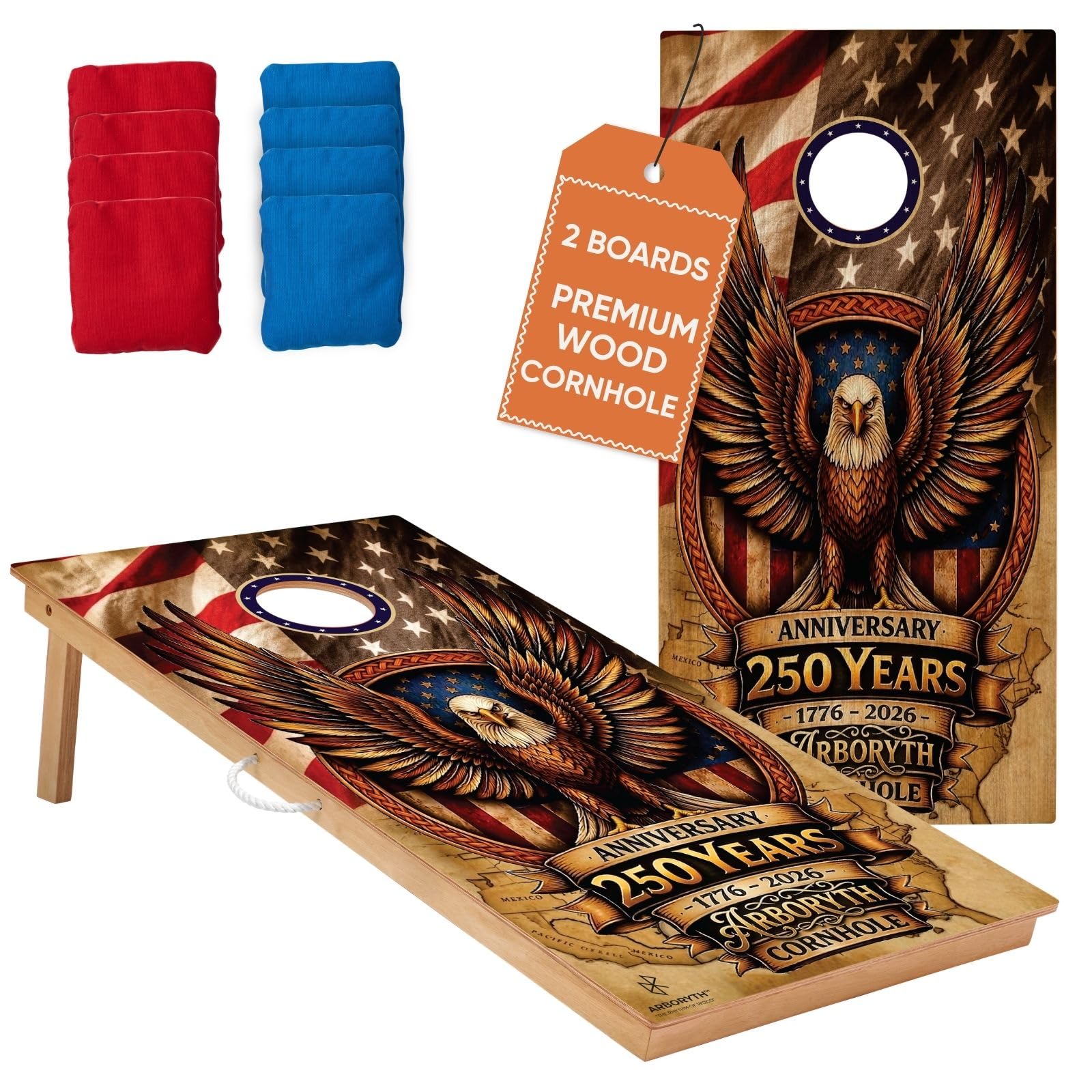 Regulation Cornhole Board Set - Dare to Play at 4x2 ft or 3x2 ft
