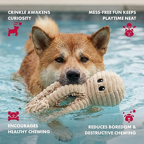 Miniatura 4 de Pet Lou Nubby - Juguete de peluche 100% natural para perros con papel chirriante y arrugado, juguete chirriante de pulpo duradero para jugar en