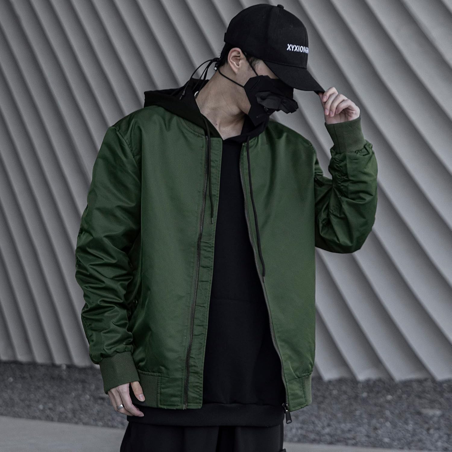 XYXIONGMAO Men's Techwear Flight Lightweight Bomber Military Jackets Tactical Zipper Streetwear Windbreakers