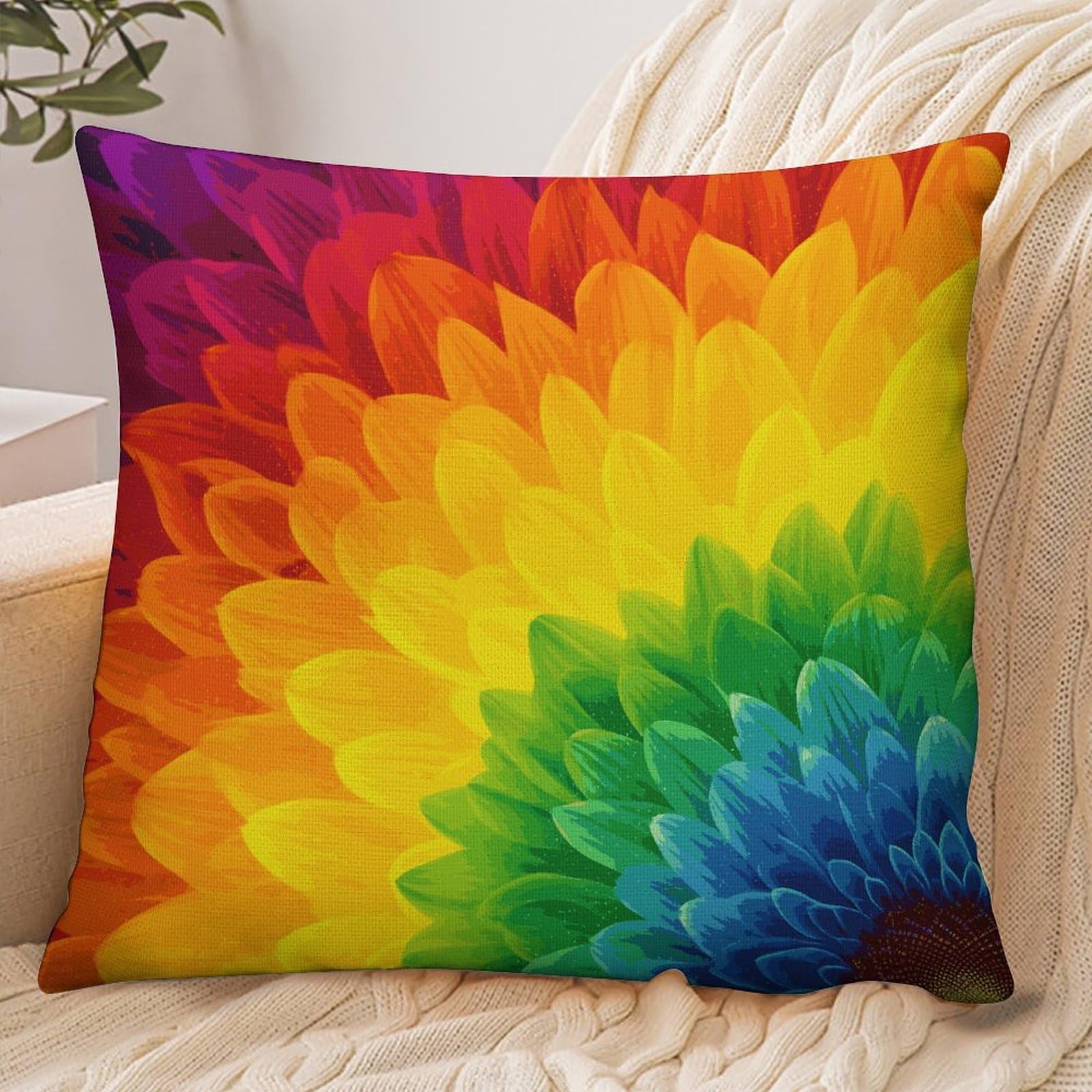 Fekiloot Style Sunflower Rainbow Pillowcase Pillow Sham Pillow Case