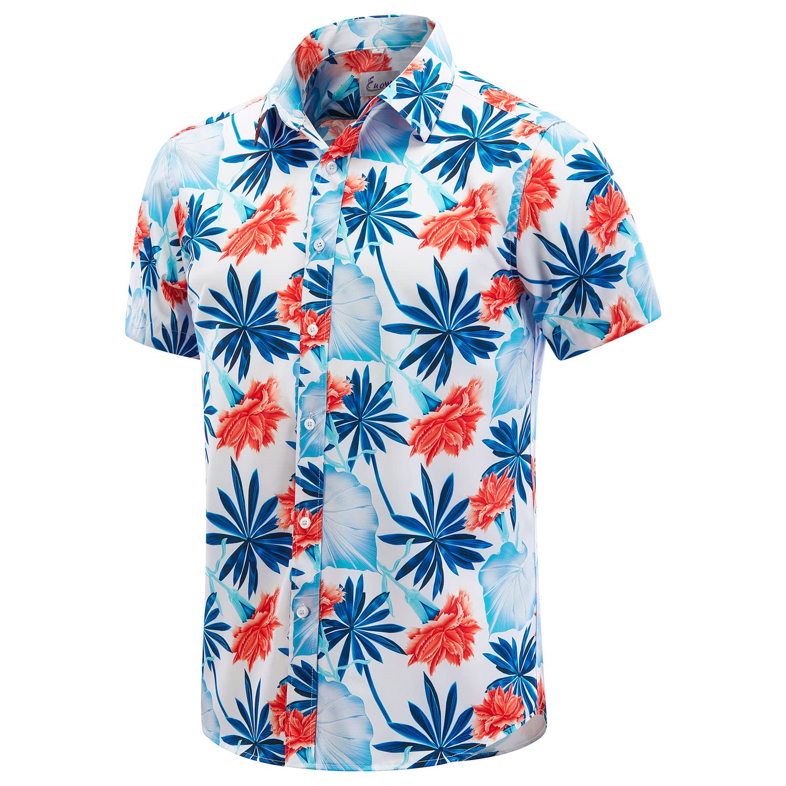 EUOW Men's Hawaiian Shirt Short Sleeves Printed Button Down Summer Beach Dress Shirts