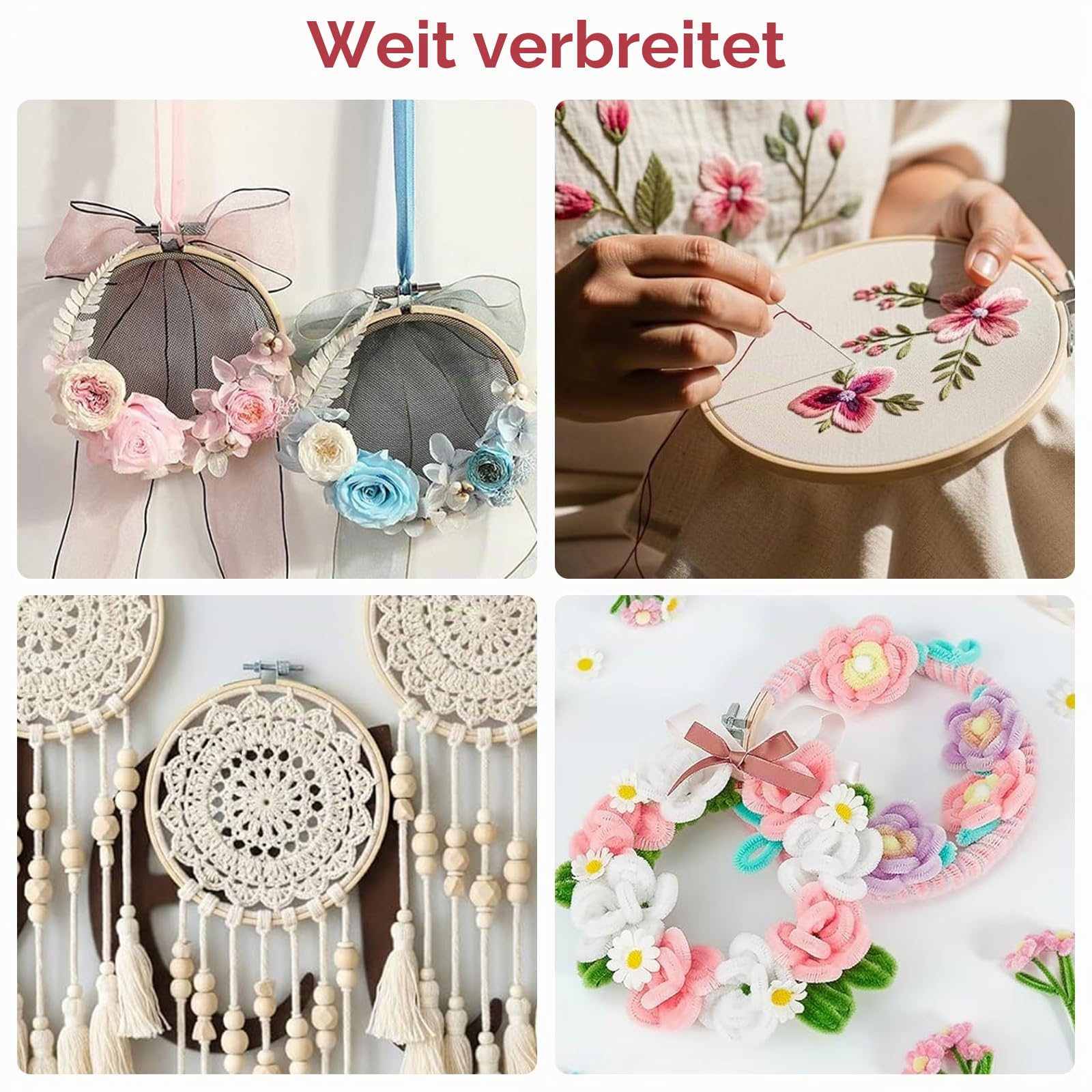 GREATRICH 12 Stück Stickrahmen Set, 10cm Mini Stickrahmen Holz Set für Präzise Stickarbeiten und Kreuzstich, Inklusive Sticken Embroidery Hoop und Aufbewahrung, für Anfänger und Handarbeiten