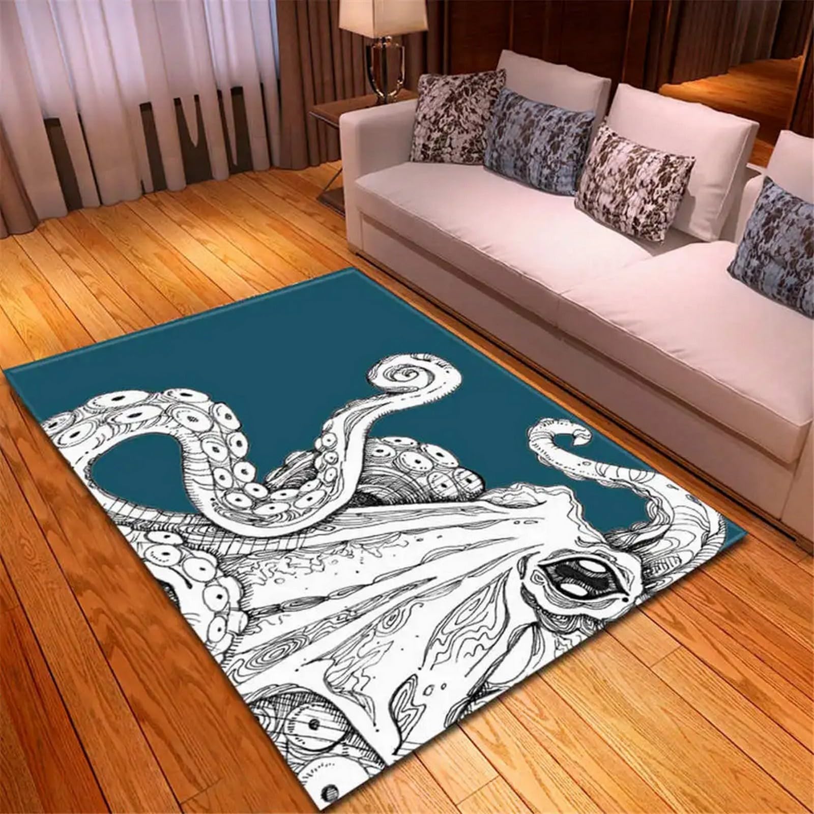 Stain Resistant Area Rug, 3D Printed Animal Octopus Pattern Memory Foam Interlayer Anti-Skid Carpet For Bedroom, Living Room, Children'S Room, Home Decoration Art Mat 180 X 280 Cm -3304602630687