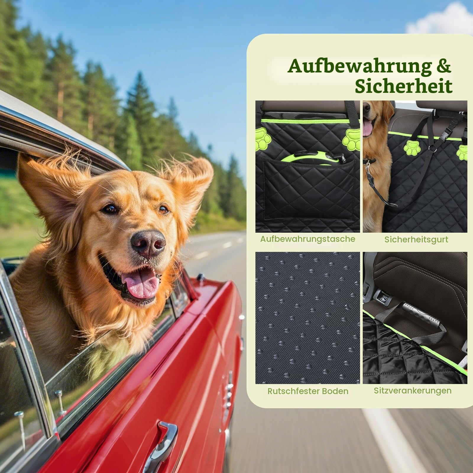 pecute 2-in-1 Hundedecke Auto Rückbank, Extra Stabiler Hunde Autositz, Hunde Autositz Rückbank Verbreitert, Autoschondecke Hund Rücksitz mit Harter Unterseite, wasserdichte & Anti-Kratz, Sofa Textur
