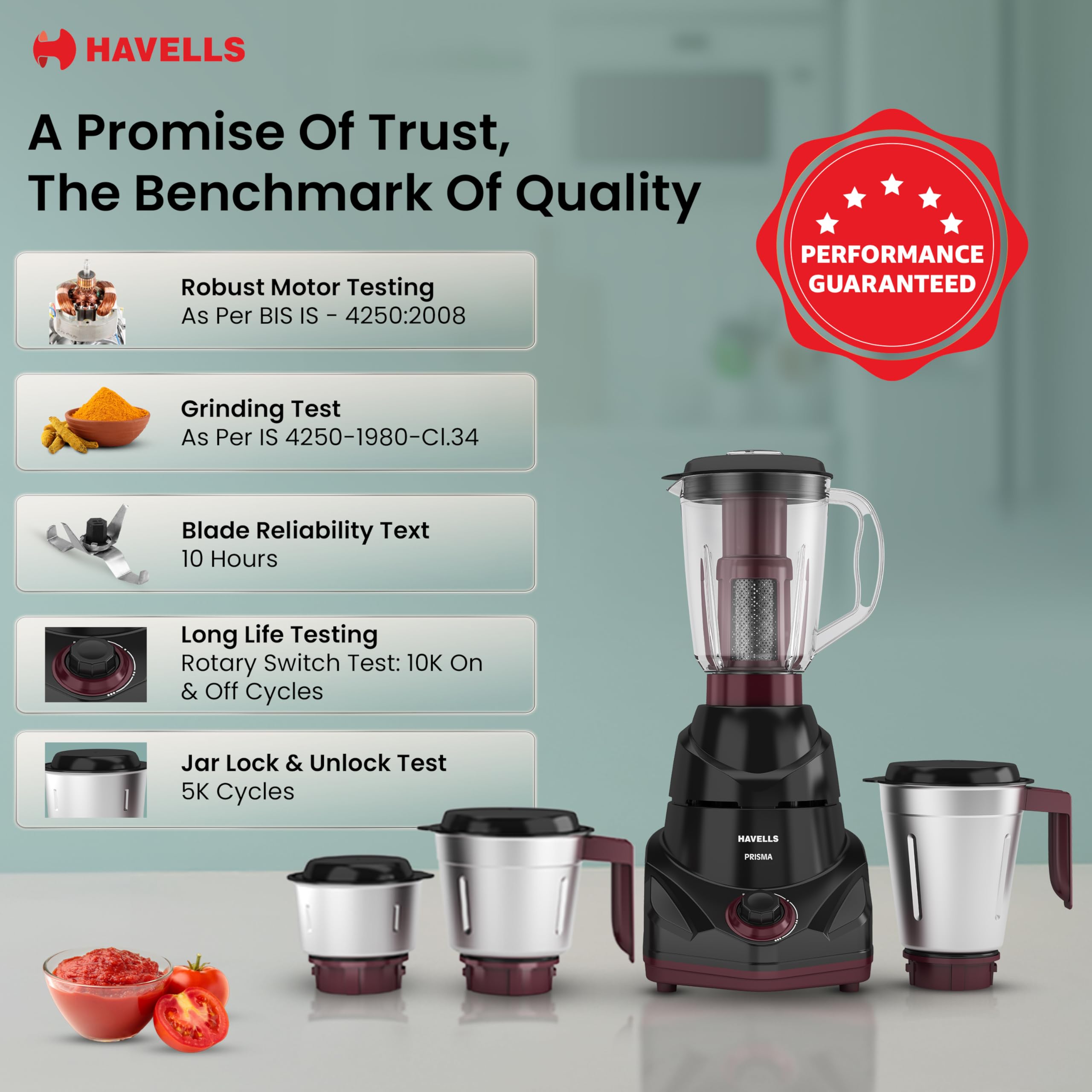 Havells Prisma Mixer Grinder - 750W, 4 Jars -2 Havells Prisma Mixer Grinder - 750W, 4 Jars -2