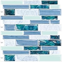 Vista 10 de 10 hojas de adhesivos de mármol blanco y negro autoadhesivos para loseta en muro, 12 x 12 pulgadas, para cocina y baño