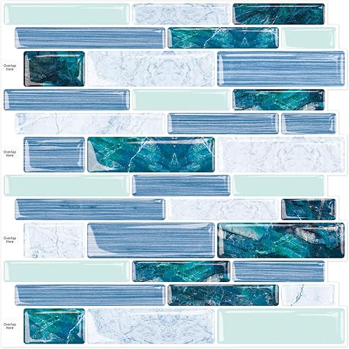 Miniatura 9 de Protector contra salpicaduras autoadhesivo de 10 hojas, azulejos despegar y pegar de 12"x12", protector contra salpicaduras para cocina, baño, pared