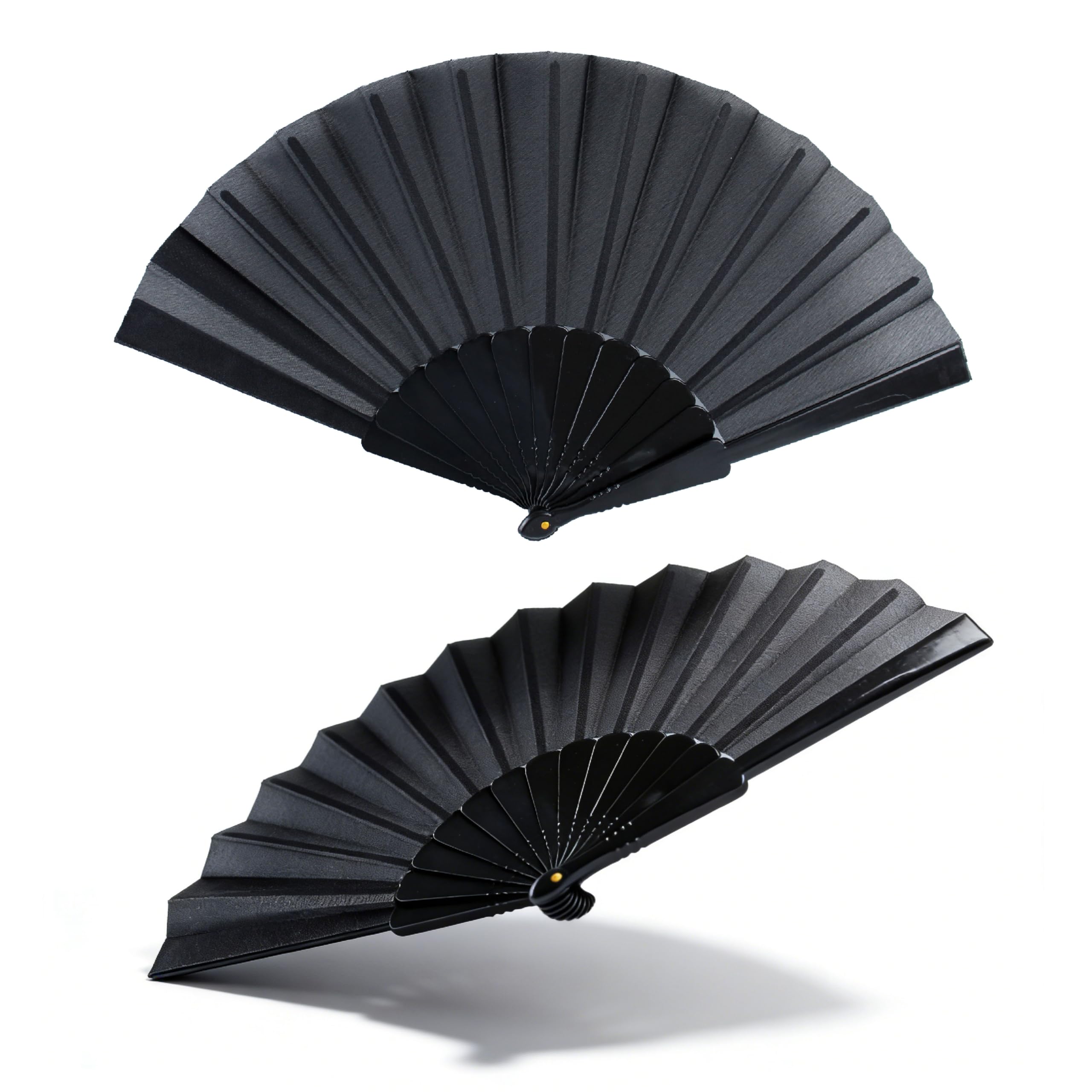 Huamai Trade 2 Pack Black Silk Hand Fans – Folding Hand Fan for Wedding, Rave Fan for Dancing & Performance, Chinese Fan for Home Decoration, Party Favours & Gifts