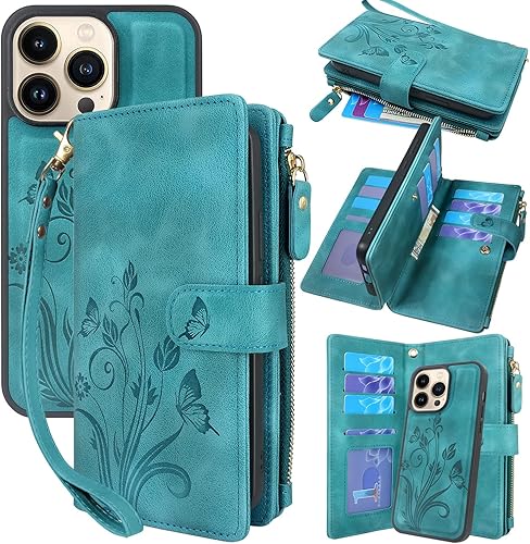 Lacass Funda compatible con iPhone 13 Pro de 6.1 pulgadas 2021 ranuras para tarjetas Soporte para dinero en efectivo para tarjetas de