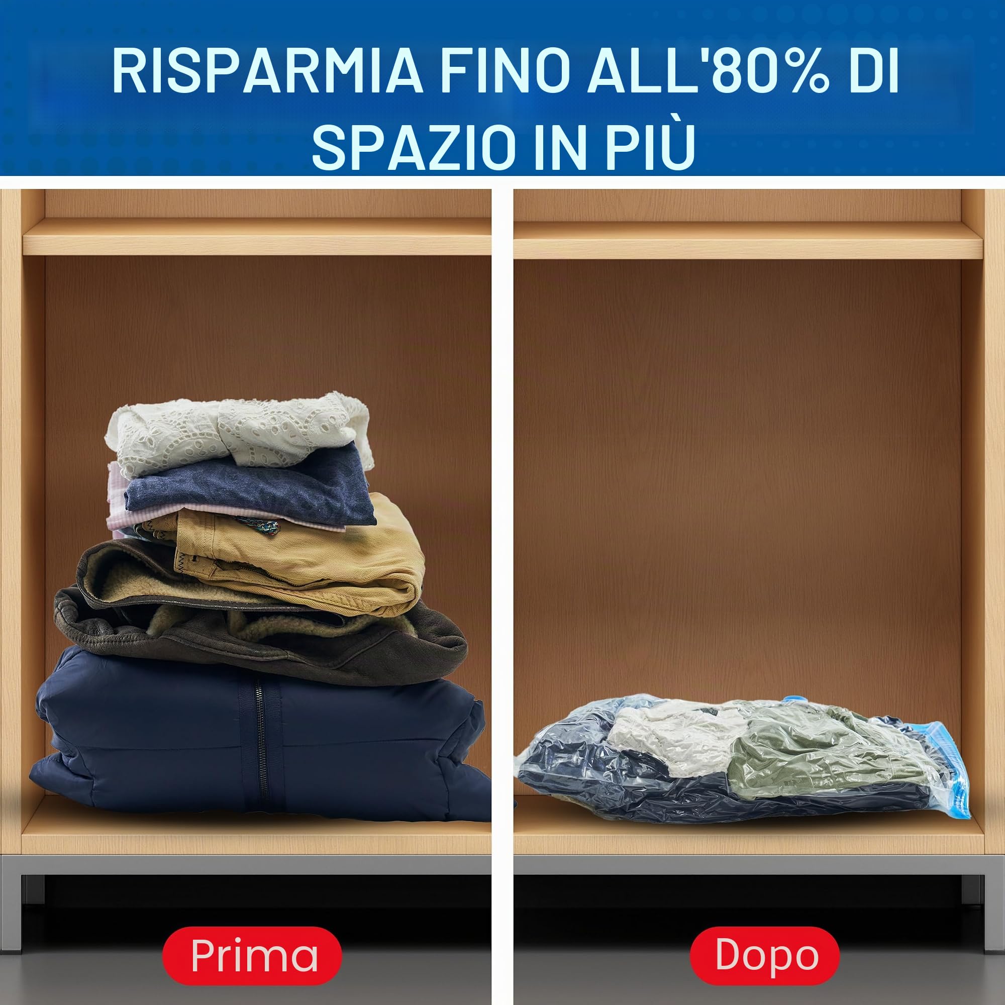 Spacesaver Premium Sacchetti Sottovuoto, 80% in più di Stoccaggio, Pompa a Mano per Viaggio, Doppia Chiusura, Tripla Valvola Turbo-Guarnizione per il Massimo Risparmio di Spazio-Varietà 12 Pezzi