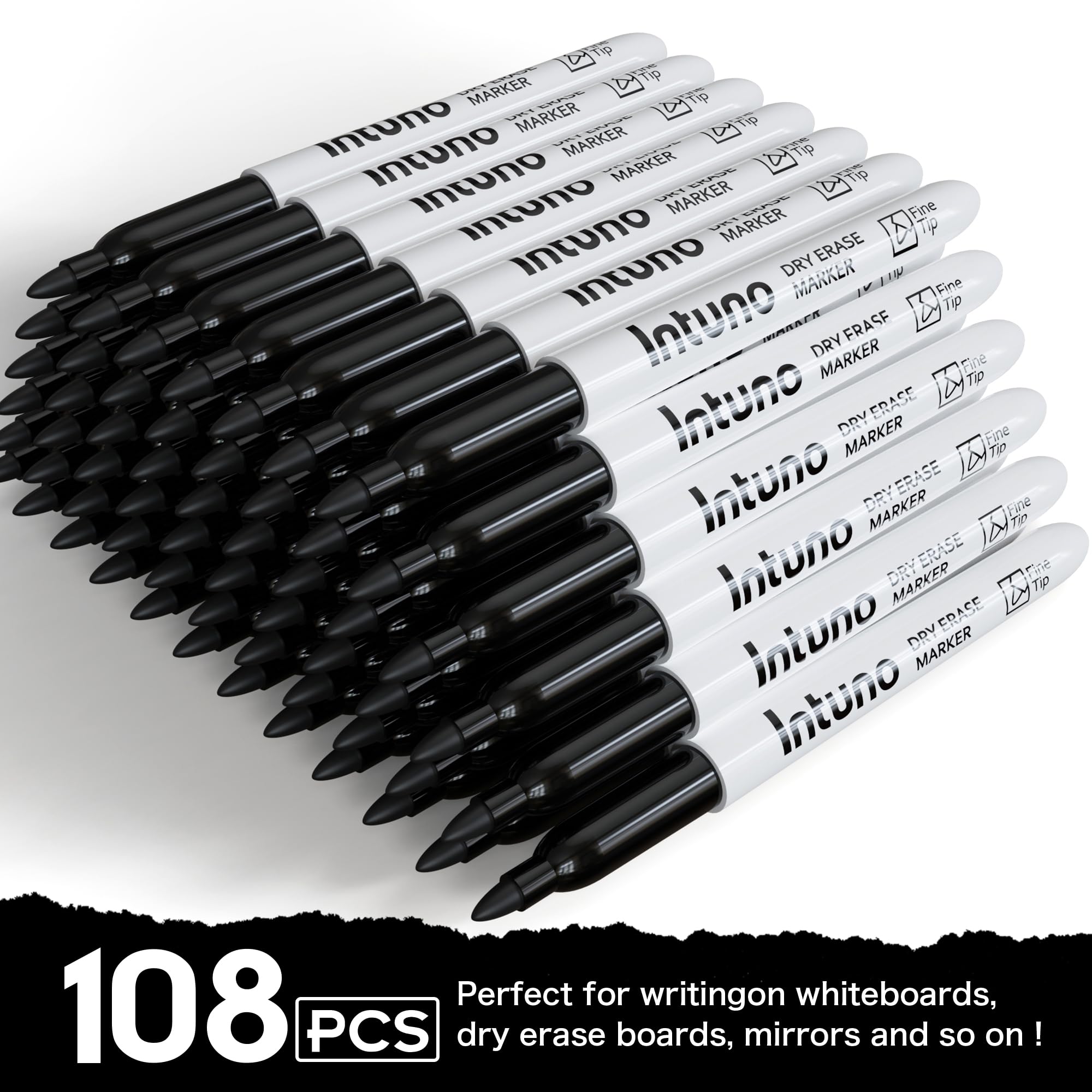Dry Erase Markers 108 Count Black Fine tip Low-Odor Perfect for Office Teaching Meeting Presentation Classroom Home — view 3