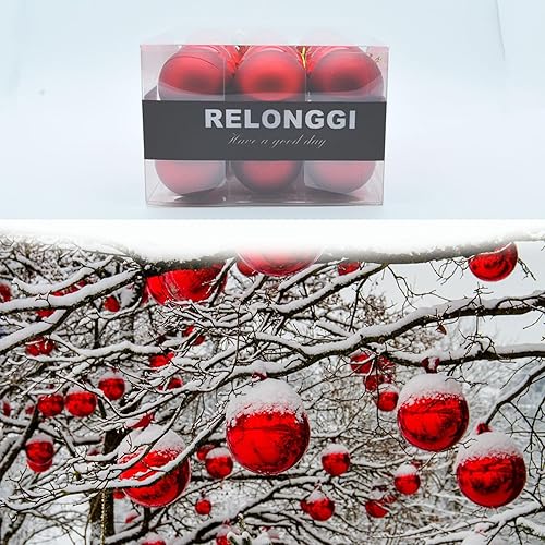 Miniatura 2 de RELONGGI Bolas de Navidad, 24 adornos de árbol de Navidad preencordadas de 1.5 pulgadas, bolas colgantes de vacaciones, 3 estilos inastillables,
