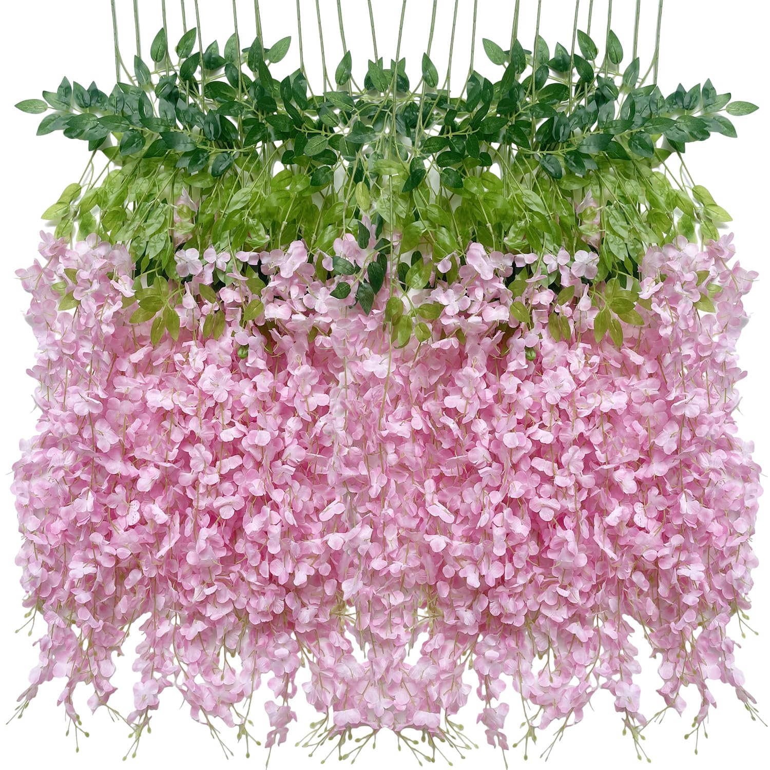 WONICE Artificial Wisteria Hanging Flowers Fake Wisteria Flower Garland Silk Vines Rattan Decor for Home Wedding Arch Wall Garden Greenery Bedroom