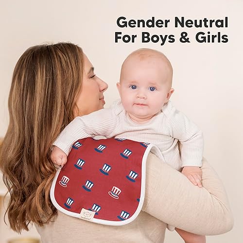 Vista 377 de Paños orgánicos para eructos para bebés niños y niñas, paquete de 5 paños de algodón súper absorbentes para bebés, trapos suaves y afelpados