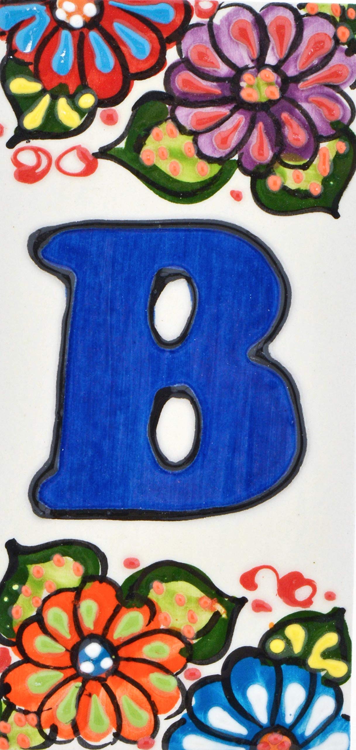 House Letters 6 inch. Handpainted Ceramic Tiles for Signs, Addresses and Names. Address Numbers and Letters. Style: Rustic. Color: Letter 'B'. Size: 5.71 x 2.76 inches