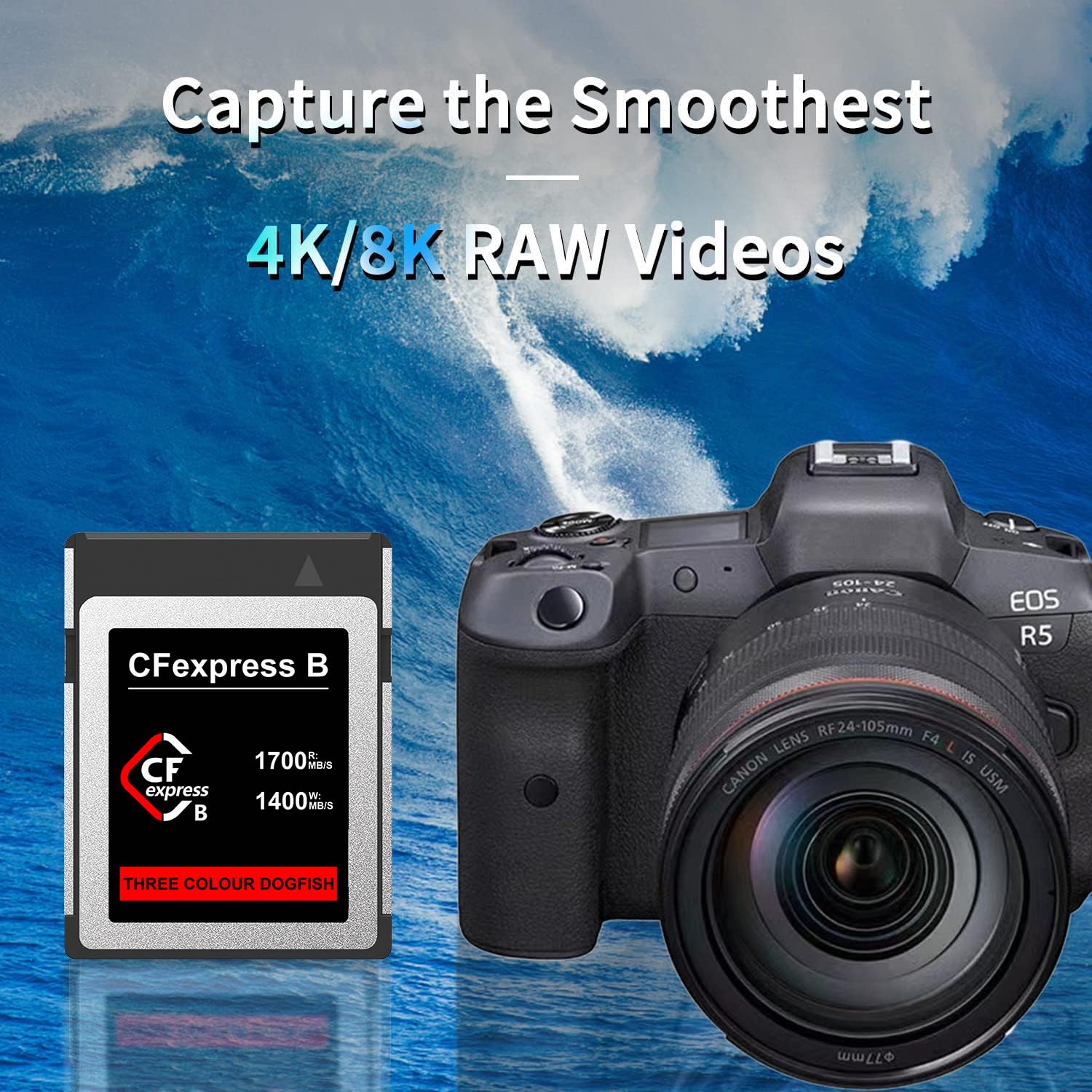 Dogfish 128GB Scheda di Memoria CFexpress Tipo B, Fino a 1700MB/s Foto e Video RAW 8K 4K, per videocamere Nikon Canon Panasonic