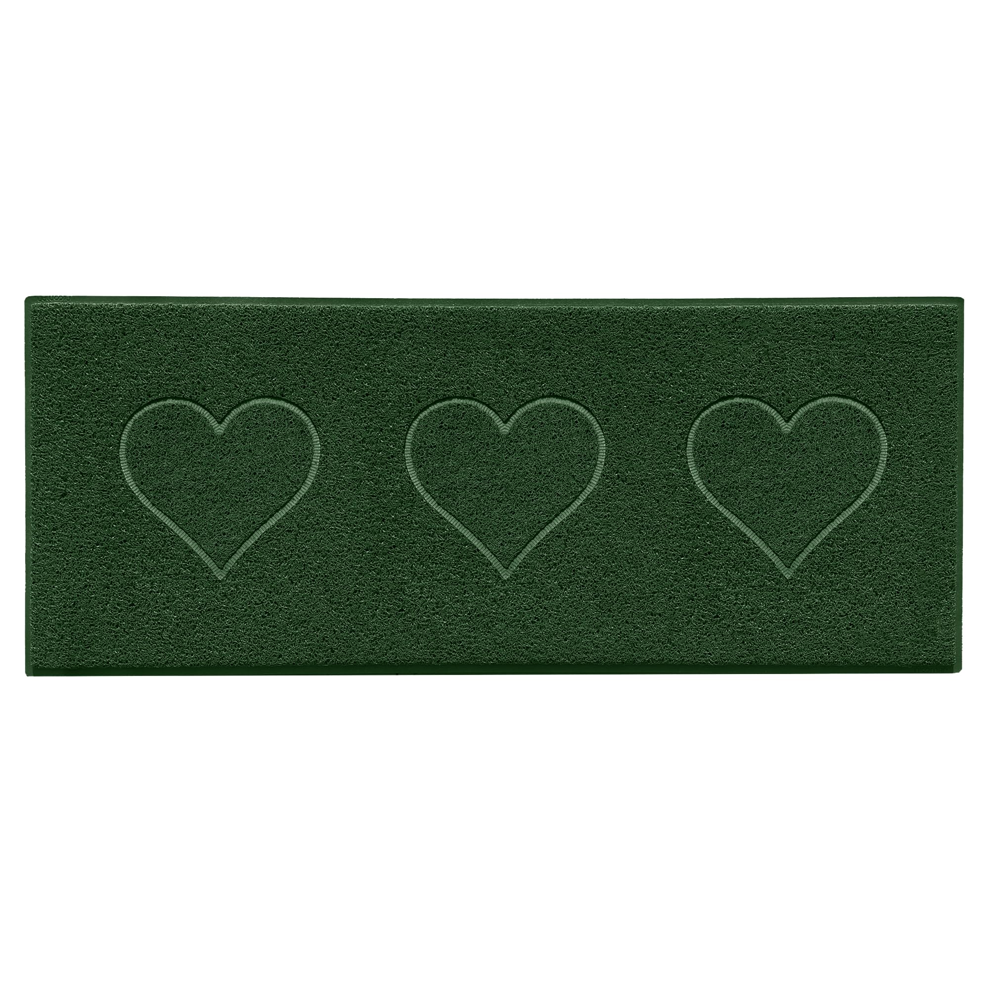 Nicoman Heart Shape Embossed Entrance Door Mat Non Slip Dirt Trapper PVC Spaghetti Mat with Rubber Base, Jet Washable Quick Drying Doormat Watertight Indoor or Outdoor - (Runner, Green, 150 x 60cm)