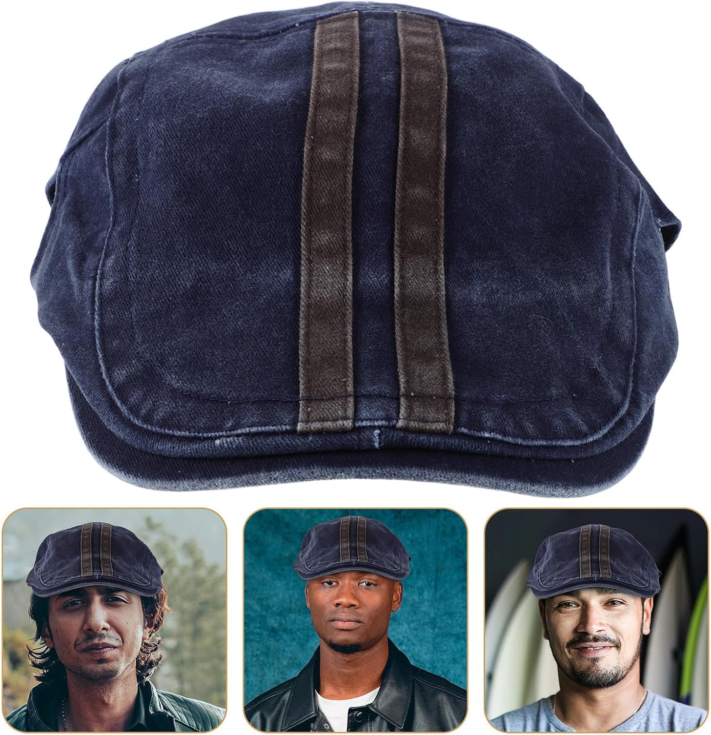Vintage Washed Cotton Visor Hat for Men and Young Adults, Breathable and Versatile Summer Sun Visor Cap, for Beach and Outdoor Activities Dark Blue